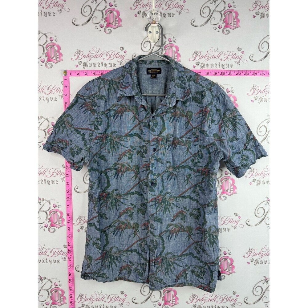 Cpo provisions shirt tee Tropical-Print Short-Sleeve Dress Shirt — Blue